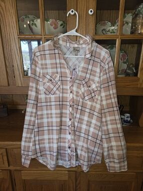 Como Vintage Peach & White Plaid Button-Up Shirt
